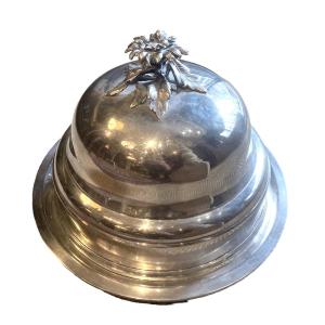 Christofle, Table Bell In Silver Metal Taking Flower, 20th Century