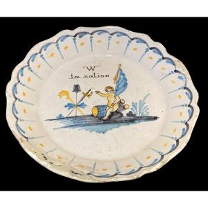 Earthenware Plate From Nevers, 18th Century