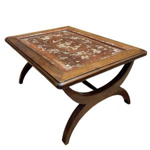 Asian Coffee Table Wooden Top Inlaid With Mother-of-pearl, Circa 1900