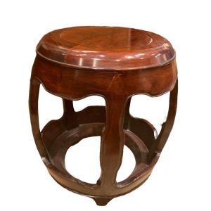 Tabouret Tonneau En Bois Massif,  XXe