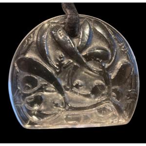  Lalique, Pendentif Gui En Verre, XXe