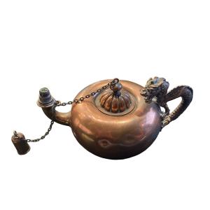 Copper Cigar Lighter In The Shape Of A Miniature Teapot, Gorham & Co, 19th Century