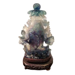 Covered Vase, Quartz, Asian Art, 20th Century 