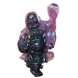 “buddha” Statuette, Amethyst, Asian Art, 20th Century