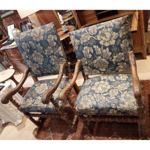 Two Louis XIII Period Armchairs