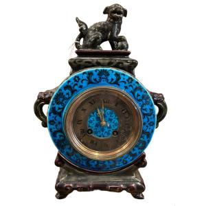 Ceramic Mantel Clock With Chinese Decoration, 19th Century