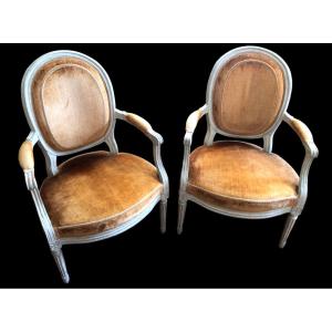 Pair Of Armchairs Stamped Delaunay Louis XVI Period