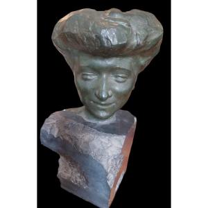 Jean Larrivé (1875-1928), Bronze, Tête De Femme Impressioniste, Vers 1900.