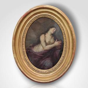 Repentant Magdalene, Oil On Copper, 17th Century