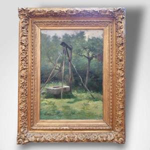 Charles Lhullier Also Known As Lhuillier (1824-1898), View Of A Well, Oil On Canvas, 19th Century.