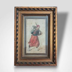 Isidore Pils, aquarelle représentant un zouave, XIXe