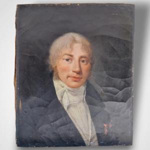 Huile sur toile portrait d’homme XIXe.
