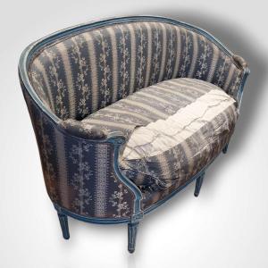 Louis XVI Period Blue Basket Sofa, 18th Century