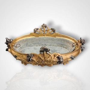 Som-Charles Guénardeau pour E. Colin&Cie, jardinière en bronze Art Nouveau, fin XIXe