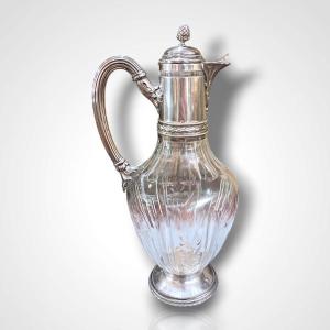 Carafe en cristal et argent, fin XIXe-début XXe