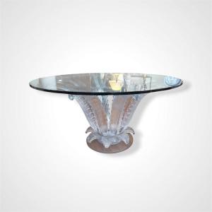 Glass And Cast Crystal Dining Table, Marc Lalique, 20th Century