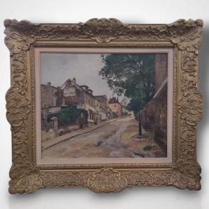 Marcel Leprin (1891-1933), huile sur toile, vue de la rue de l’Abreuvoir, XXe