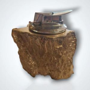 Briquet de table en bronze doré brutaliste, XXe