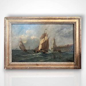 Maurice Baudin, Seascape, Oil On Canvas, 19th Century