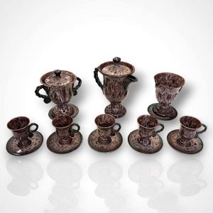 Marius Giuge, Ceramic Coffee Set From Vallauris, 20th Century