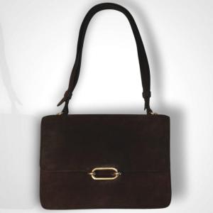 Hermès, sac vintage en cuir couleur chocolat, modèle Fonsbelle, XXe