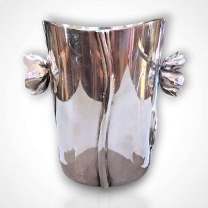 Christofle, "anémone-belle époque" Vase In Silver-plated Metal, 20th Century