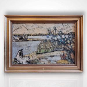D’orcino, Camargue Landscape, Oil On Canvas, 20th Century