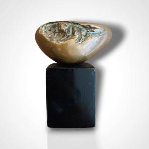 Sculpture en bronze abstraite, années 70.