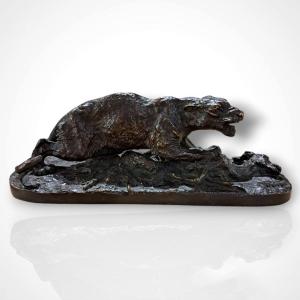 Pierre-Jules Mêne, panthère de Constantine et gazelle, bronze, fonte ancienne, XIXe