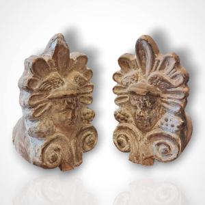 Pair Of Terracotta Antefixes