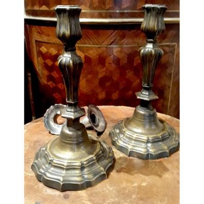 Candlesticks In Bronze Crowned C