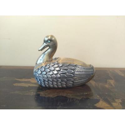 Duck-box In Silver And Vermeil