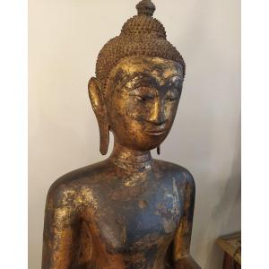 Ecole De Bangkok, Bouddha En Bronze Et Laque, XVIIIe-xixe