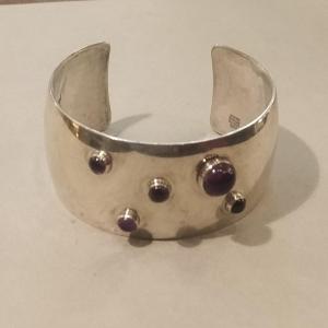 Ne From, Bracelet En Argent Et Améthyste, Années 1960