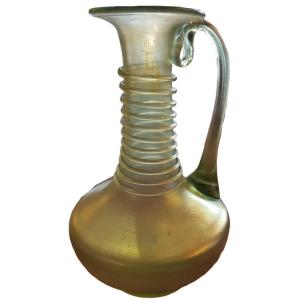 Vase En Verre à Anse Irisé, Vers 1900