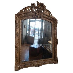 Miroir En Bois Sculpté Et Doré D’époque Régence, XVIIIe Siècle.