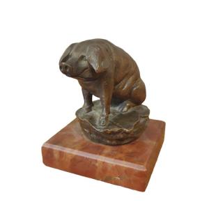 Antoine Bofill, Pig, Radiator Cap, Bronze, Twentieth