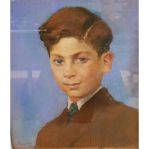 Alexandre Zinoviev (1889-1977), Huile Sur Toile , Portrait D’un Jeune Homme, XXe.