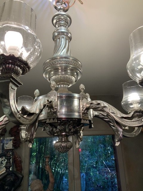Chiseled And Silver Bronze Chandelier-photo-3