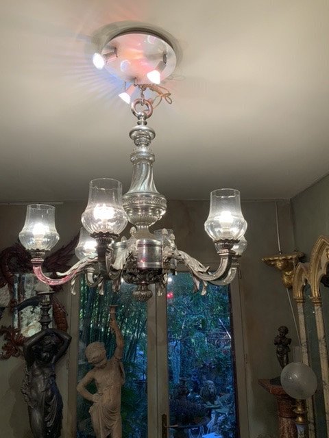 Chiseled And Silver Bronze Chandelier