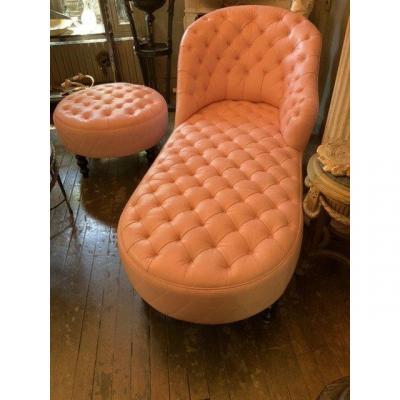 Chaise Longue With Its Pouf