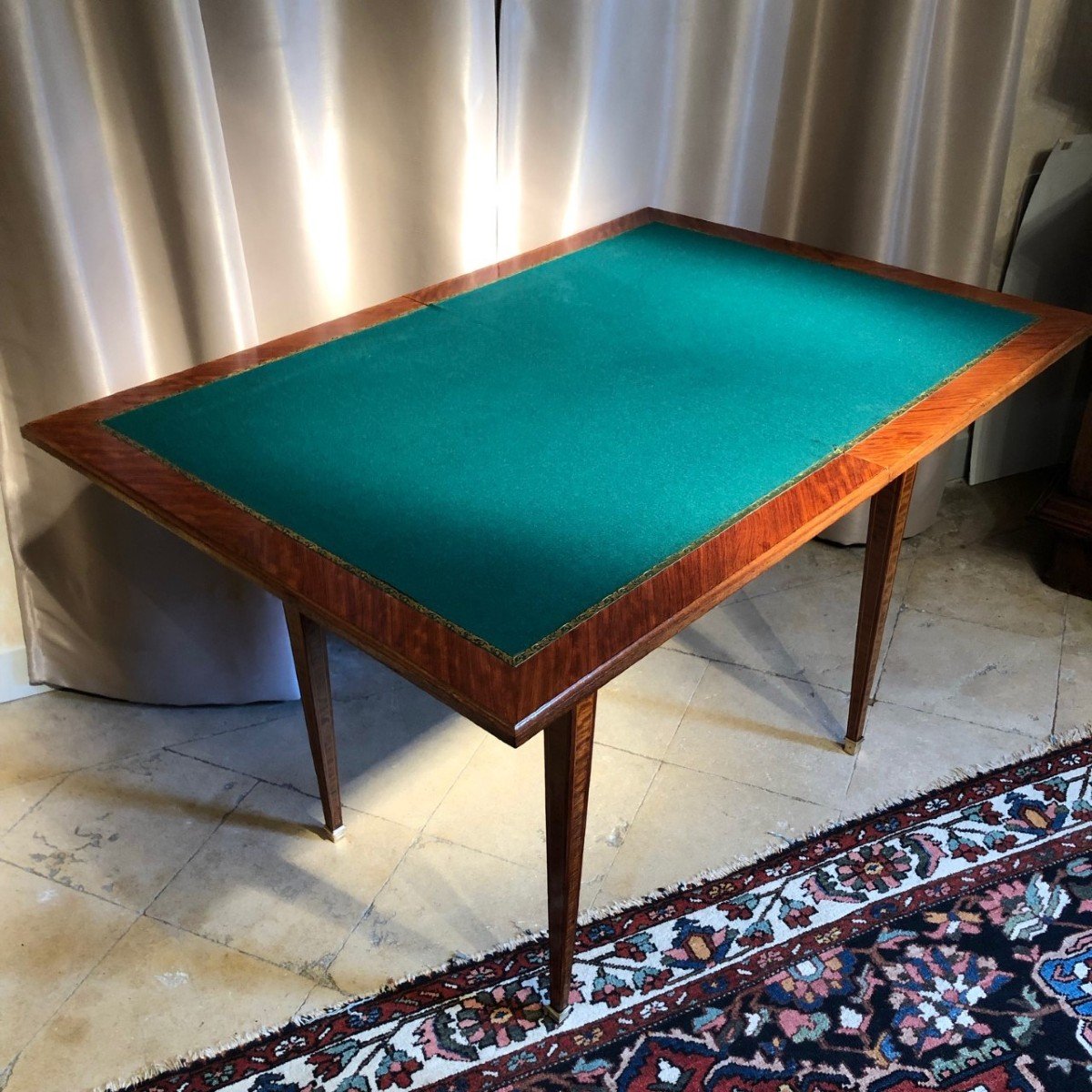 Table à jeux style Louis XVI marqueterie fin XIXe-photo-2
