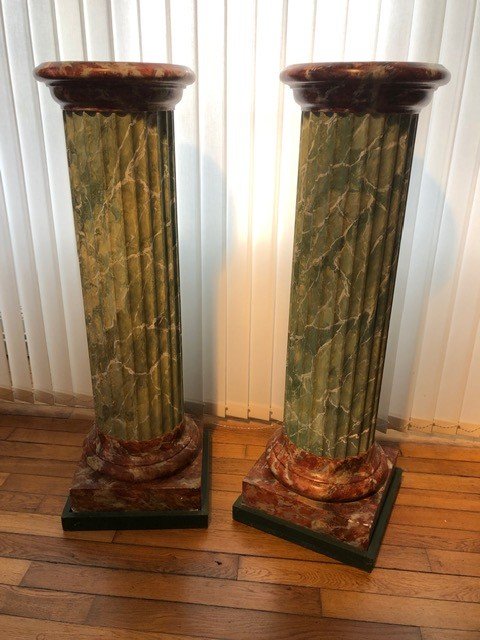 Paire de colonnes gaine à l’antique XXe-photo-2