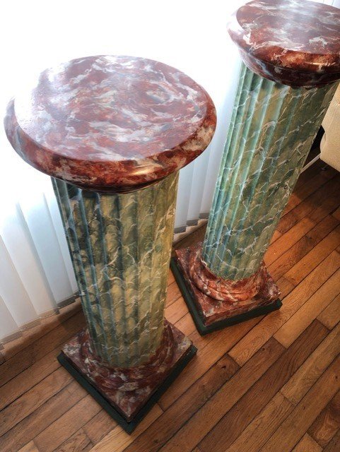Paire de colonnes gaine à l’antique XXe