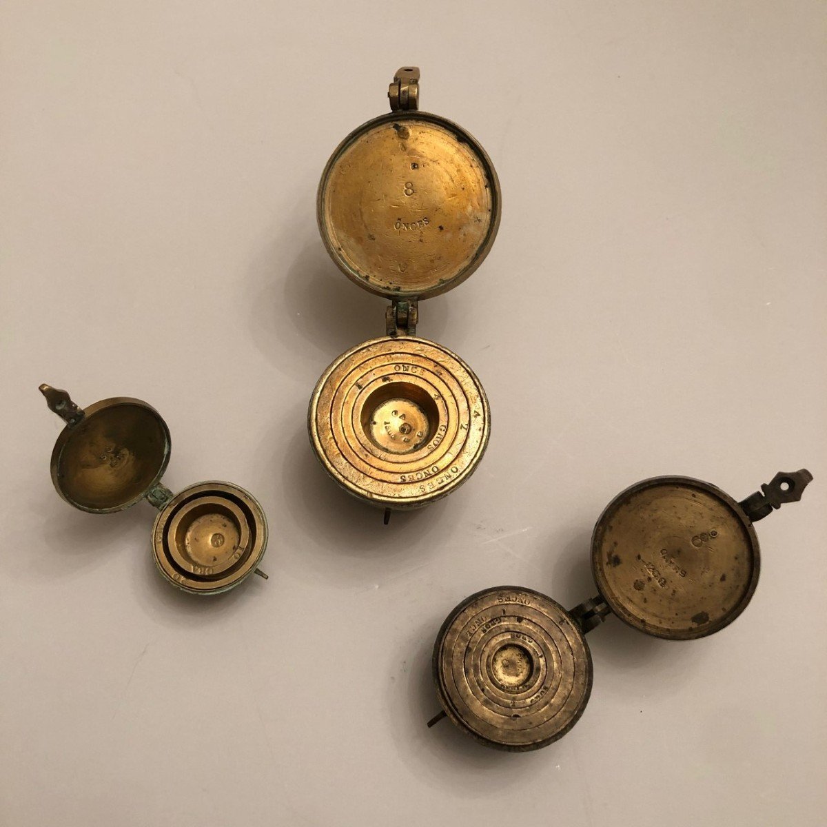 Series Of 19th Century Bronze Pharmacy Bucket Weights-photo-2