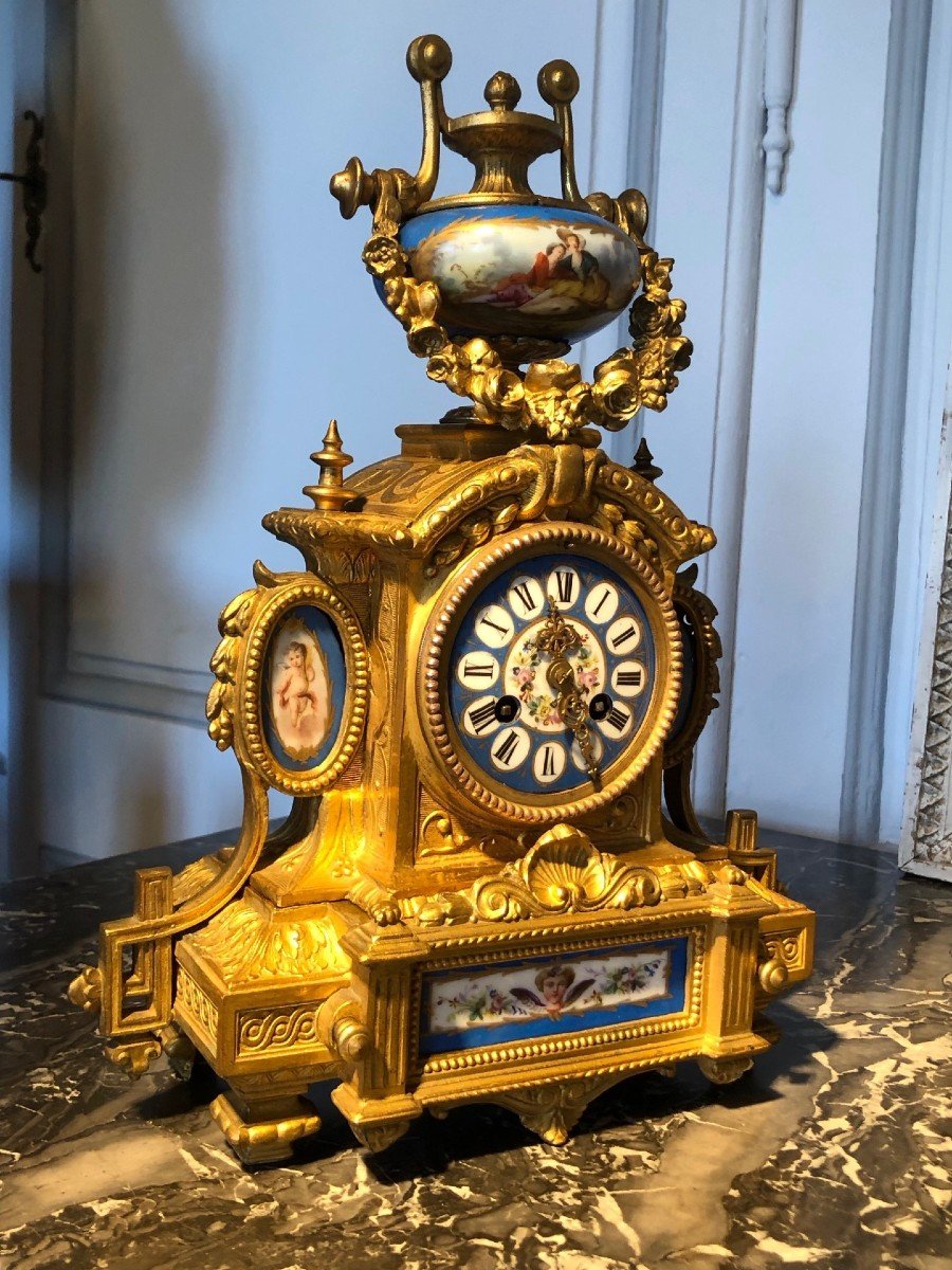 Horloge époque Napoléon III Sèvres estampillée Ph. Mouret Paris-photo-1