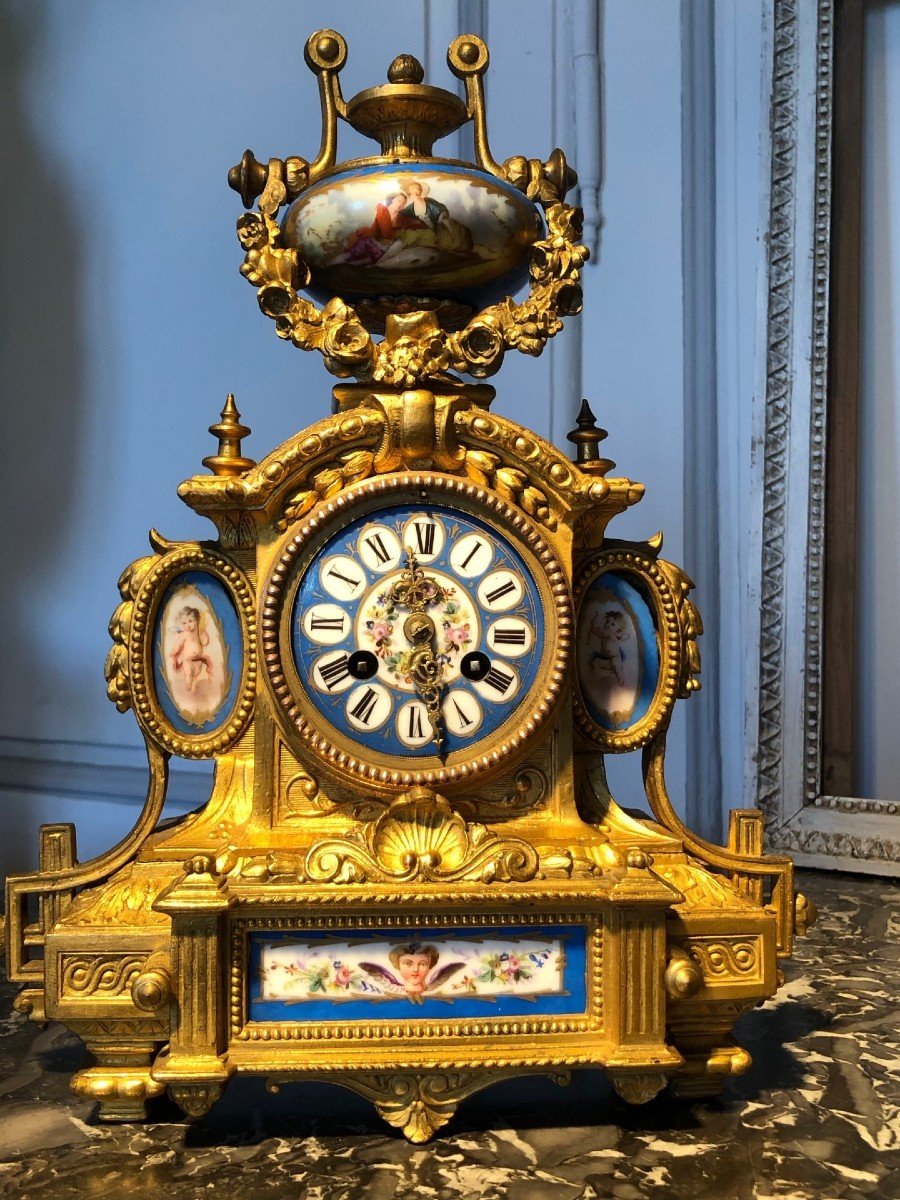 Horloge époque Napoléon III Sèvres estampillée Ph. Mouret Paris-photo-3