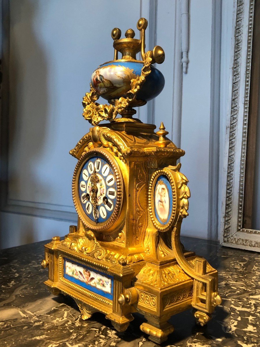 Horloge époque Napoléon III Sèvres estampillée Ph. Mouret Paris-photo-4