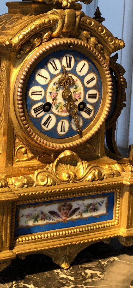 Horloge époque Napoléon III Sèvres estampillée Ph. Mouret Paris-photo-5