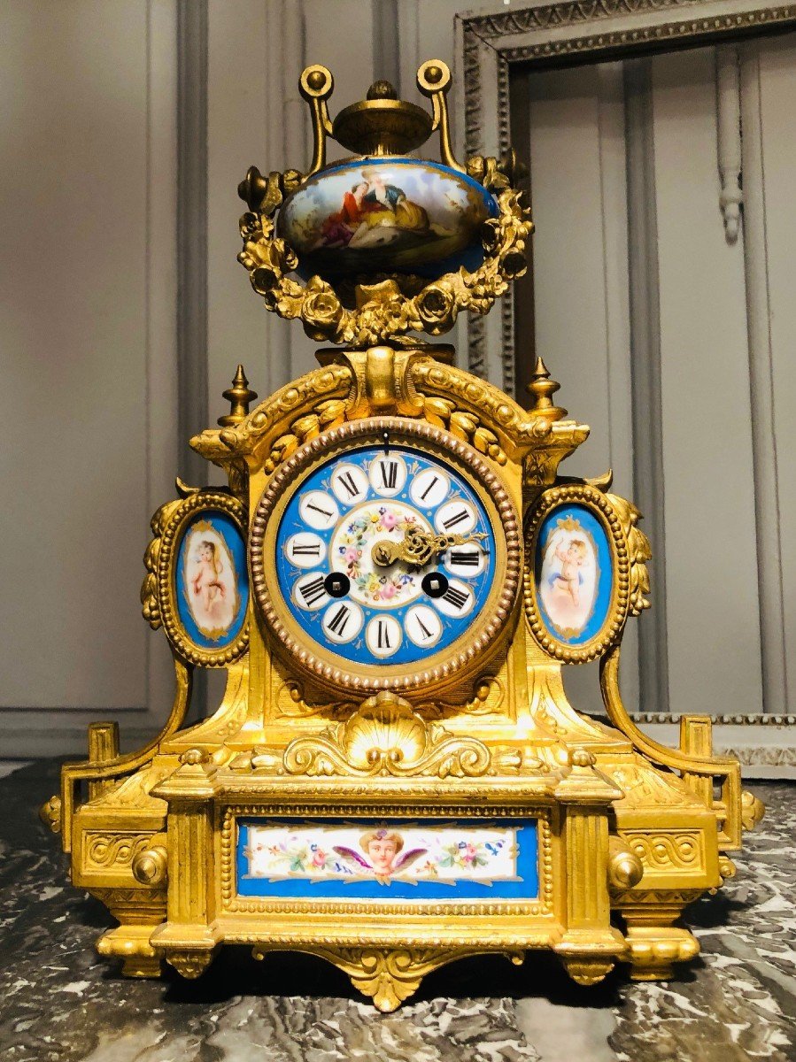 Horloge époque Napoléon III Sèvres estampillée Ph. Mouret Paris